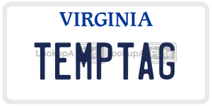 TEMPTAG  license plate in VA