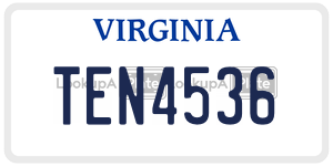 TEN4536  license plate in VA