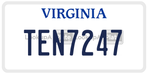 TEN7247  license plate in VA