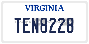 TEN8228  license plate in VA