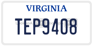 TEP9408 license plate in Virginia