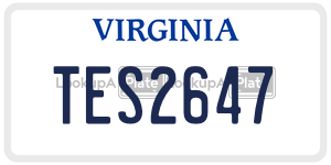 TES2647  license plate in VA