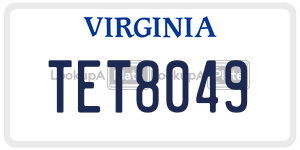 TET8049  license plate in VA