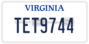 TET9744  license plate in VA