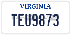 TEU9873  license plate in VA