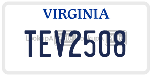 TEV2508  license plate in VA