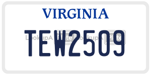 TEW2509  license plate in VA