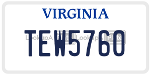 TEW5760  license plate in VA