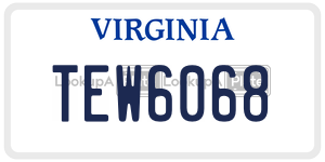 TEW6068  license plate in VA