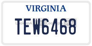 TEW6468  license plate in VA