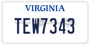 TEW7343  license plate in VA
