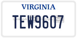 TEW9607 license plate in Virginia