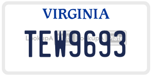 TEW9693 license plate in Virginia