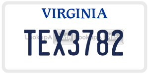 TEX3782  license plate in VA