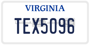 TEX5096  license plate in VA