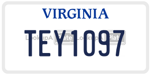 TEY1097  license plate in VA