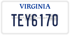 TEY6170 license plate in Virginia