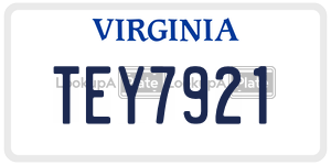 TEY7921  license plate in VA