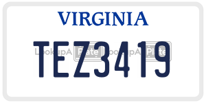 TEZ3419  license plate in VA