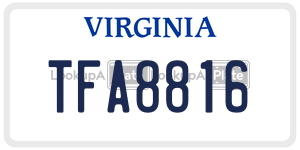 TFA8816  license plate in VA