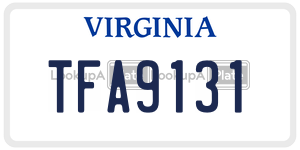 TFA9131  license plate in VA