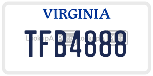 TFB4888  license plate in VA