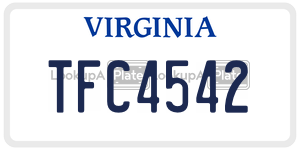 TFC4542  license plate in VA