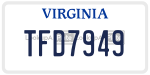 TFD7949  license plate in VA