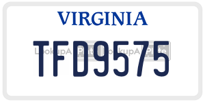 TFD9575  license plate in VA