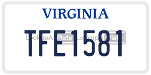 TFE1581  license plate in VA