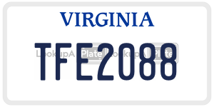 TFE2088 license plate in Virginia