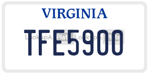 TFE5900 license plate in Virginia