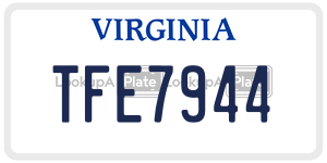 TFE7944  license plate in VA