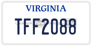 TFF2088 license plate in Virginia