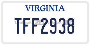 TFF2938  license plate in VA