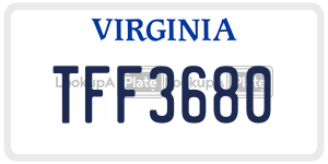 TFF3680  license plate in VA