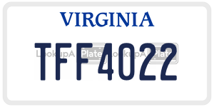 TFF4022 license plate in Virginia