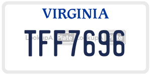TFF7696  license plate in VA