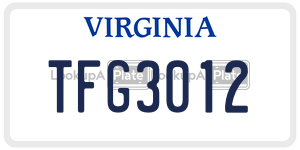 TFG3012  license plate in VA