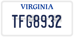 TFG8932  license plate in VA