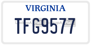 TFG9577  license plate in VA