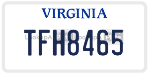 TFH8465  license plate in VA