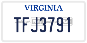TFJ3791  license plate in VA