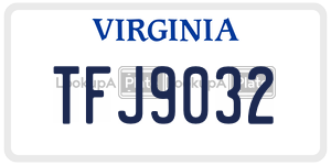 TFJ9032  license plate in VA
