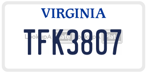 TFK3807  license plate in VA
