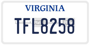 TFL8258  license plate in VA