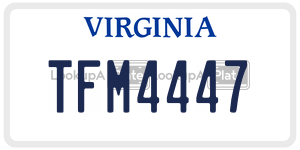 TFM4447  license plate in VA