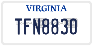 TFN8830  license plate in VA