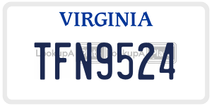 TFN9524  license plate in VA