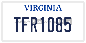 TFR1085  license plate in VA